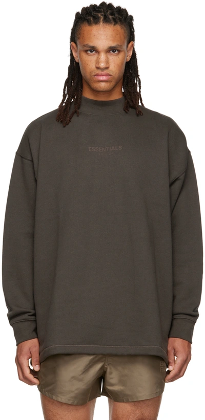 Essentials Gray Relaxed Sweatshirt In Off Black | ModeSens