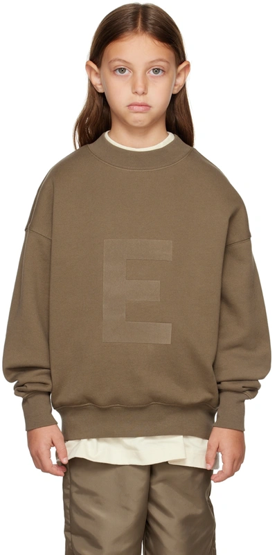 Essentials Kids Brown Logo Sweatshirt In Wood