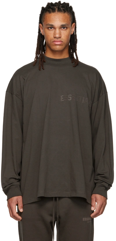 Essentials Logo-appliqué Crew-neck Sweatshirt In Off-black