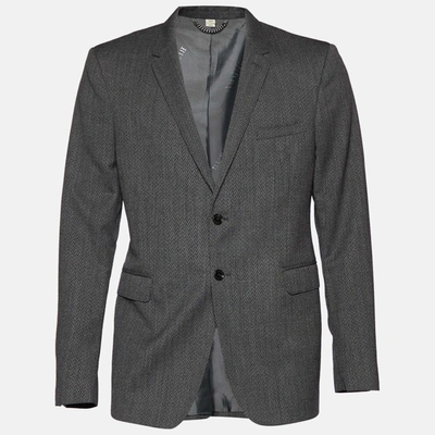 Pre-owned Burberry Grey Textured Wool Sandhurst Tailored Jacket Xxl