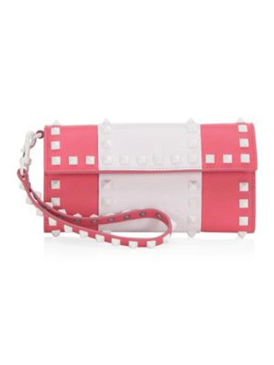 Valentino Garavani Free Rockstud Leather Continental Wallet In Pink
