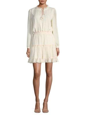 white long sleeve tassel dress