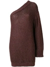 Stella Mccartney One-shoulder Balloon-sleeve Sweater In Brown
