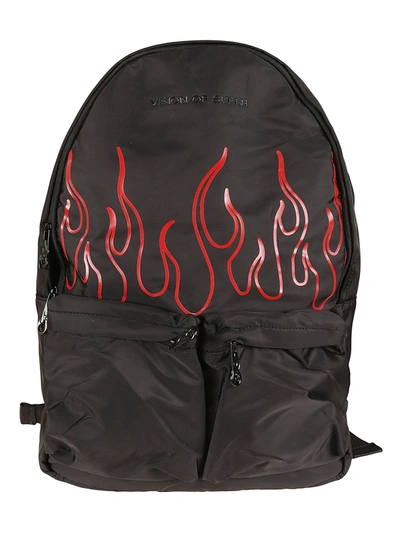 Vision Of Super Flame Print Backpack In Black