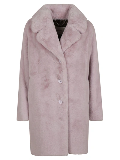 Blugirl Faux-fur Single-breasted Coat In Pink