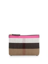 Burberry Duncan Medium Canvas Check Clutch Bag, Black/pink In Black/neon Pink
