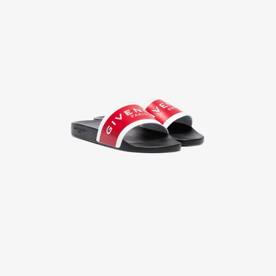 Givenchy Logo Pool Slides In Red