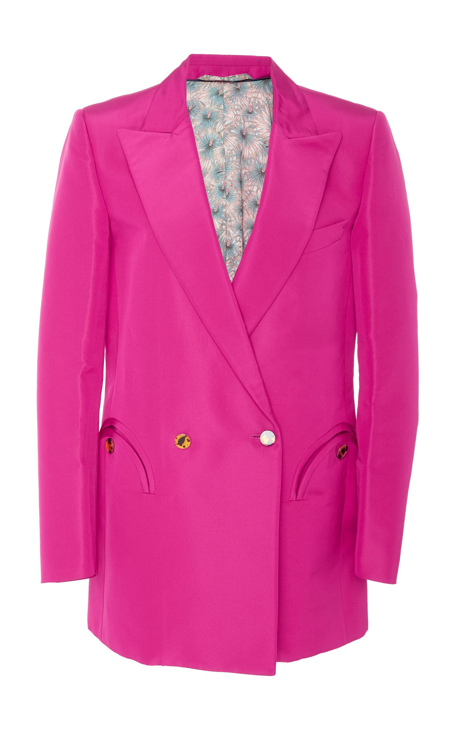 Blazé Milano Shamrock Fuchsia Everyday Silk Blazer In Pink | ModeSens