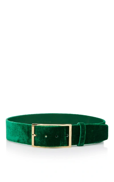 Elie Saab High Waist Velvet Belt In Green ModeSens