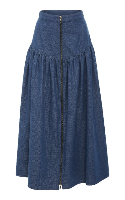 Mara Hoffman Drop-waist Denim Skirt In Blue