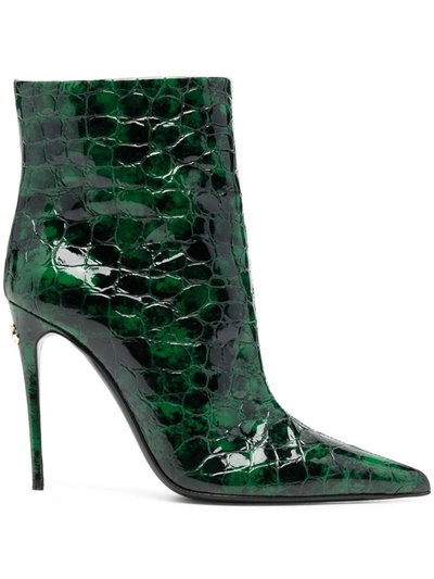 Dolce E Gabbana Women's  Green Leather Ankle Boots