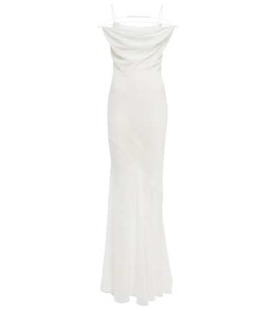jacquemus sheer white dress Jacquemus La Robe Peplo Sheer Chiffon Maxi Dress White Jacquemus