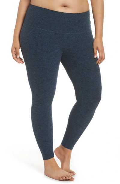 Beyond Yoga High Waist Midi Leggings In Black- Deep Sapphire