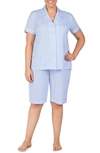 Lauren Ralph Lauren Bermuda Pajamas In Feather Blue Stripe