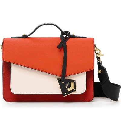 Botkier Mini Cobble Hill Calfskin Leather Crossbody Bag - Red In Poppy Colorblock