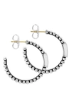 Lagos Sterling Silver Caviar Spark Diamond Hoop Earrings In White/silver