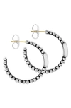 Lagos Sterling Silver Caviar Spark Diamond Hoop Earrings In Silver/diamond