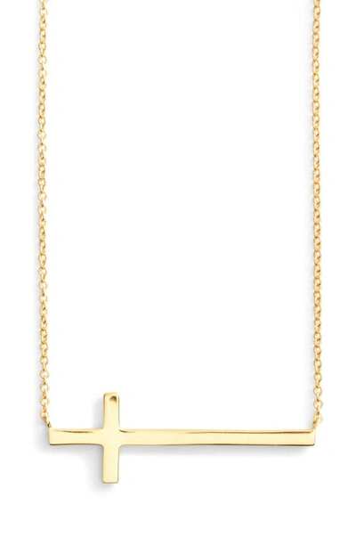 Argento Vivo Modern Sideways Cross Pendant Necklace In Gold
