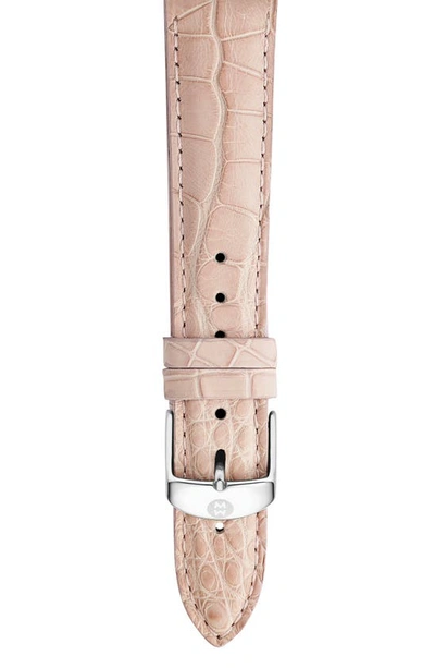 Michele Csx Or Deco Alligator Strap, 18mm In Blush Pink