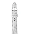 Michele 18mm Metallic Alligator Watch Strap In Silver