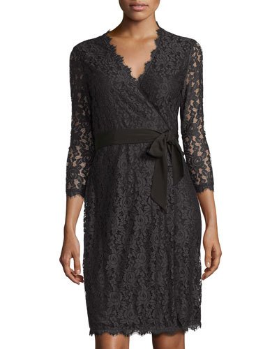 lace wrap dress with long sleeves