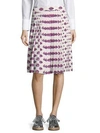 Prada Gonna Sable Printed Pleated Skirt In Avorio Fux