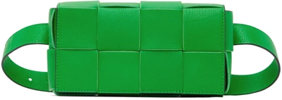 Bottega Veneta Green Cassette Belt Bag In 3819 Parakeet Blk/pa