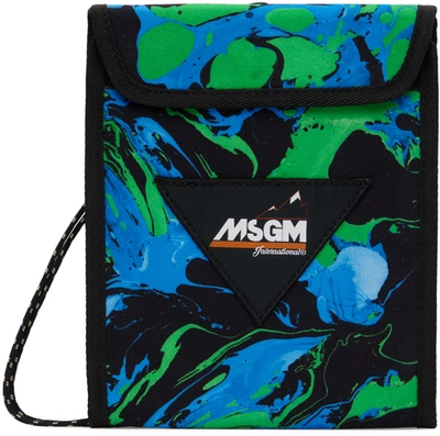 Msgm Green & Blue Paint Pouch In 36 Green