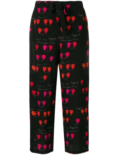 Alexander Mcqueen Heart-print Straight-leg Trousers In Black