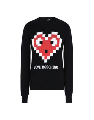 Love Moschino Long Sleeve Sweaters In Black