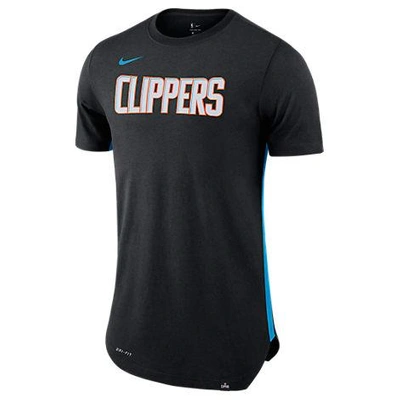 Nike Men's Los Angeles Clippers Alternate Hem Short Sleeve T-shirt In Black