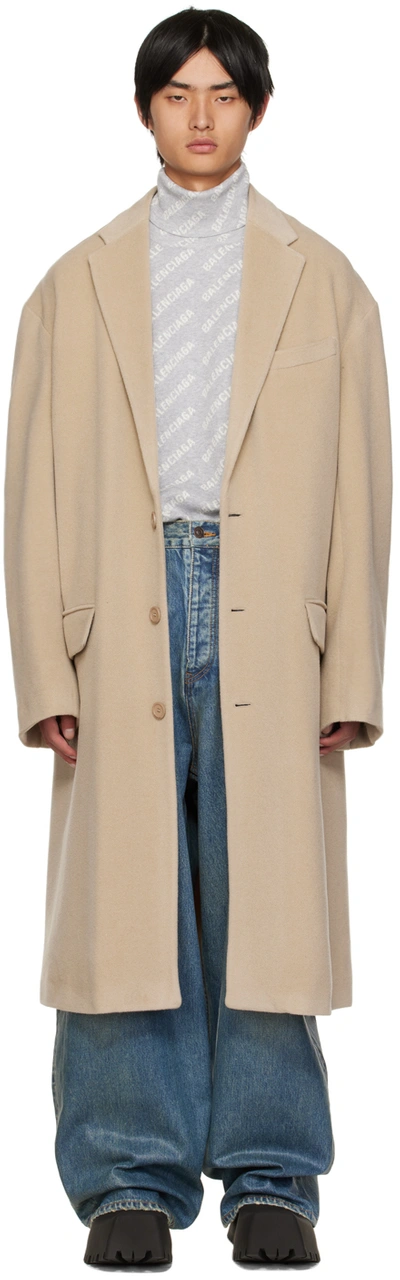 Balenciaga Brushed Wool And Alpaca-blend Coat In 9610 Oat Beige | ModeSens
