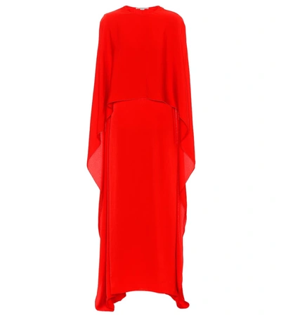 Stella Mccartney One Side Long Cape Belted Jersey Evening Gown In Red