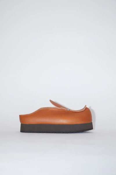 Acne Studios Leather Slip-on Shoes In Cognac Brown
