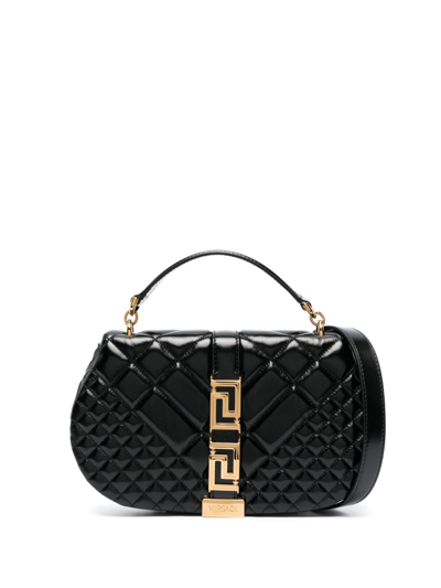 Versace Greca Goddess Medium Crossbody Bag In Black