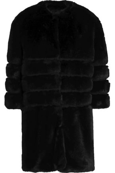 Ainea Woman Quilted Faux Fur Coat Black