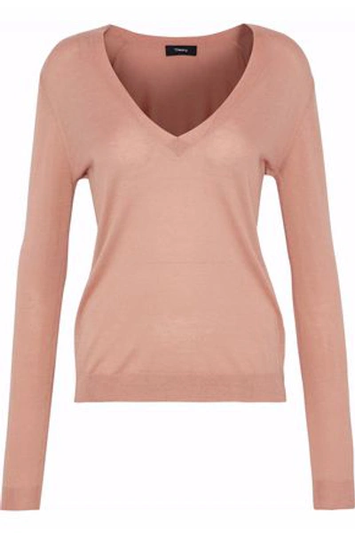 Theory Woman Silk-blend Sweater Antique Rose