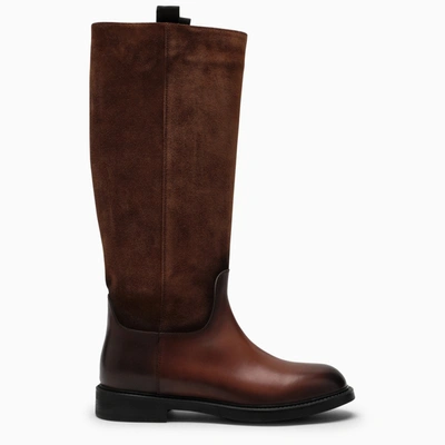 Doucal's Knee-high Leather-suede Boots In Brown