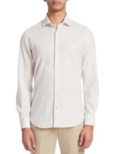 Loro Piana Leisure-fit Cotton Casual Button-down Shirt In Grey White