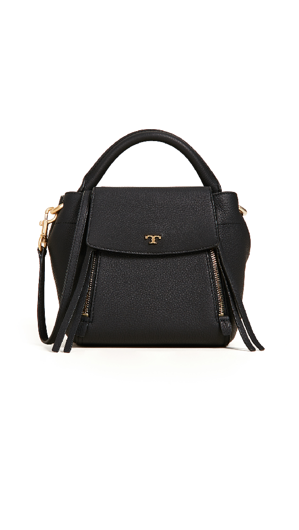 tory burch half moon leather tote