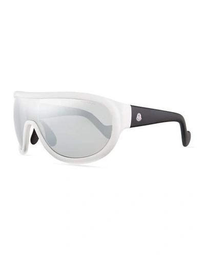 Moncler Mirrored Shield Sunglasses, Black/silver
