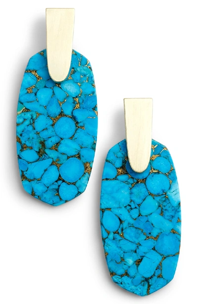 Kendra Scott Aragon Drop Earrings In Bronze Turquoise/ Gold