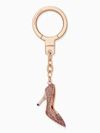 Kate Spade Glitter Shoe Keychain In Rose Gold
