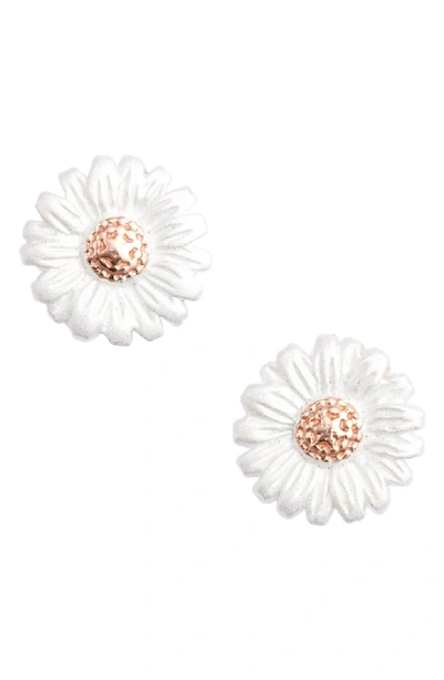 Olivia Burton 3d Daisy Stud Earrings In Silver/ Rose Gold