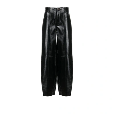 Aeron Black Edge Tapered Leather Trousers