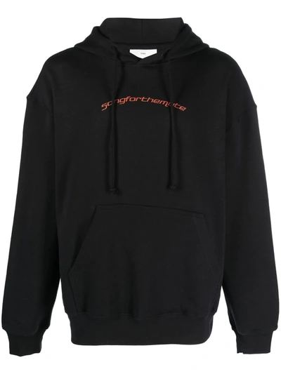 Song For The Mute Black Logo Print Cotton Hoodie