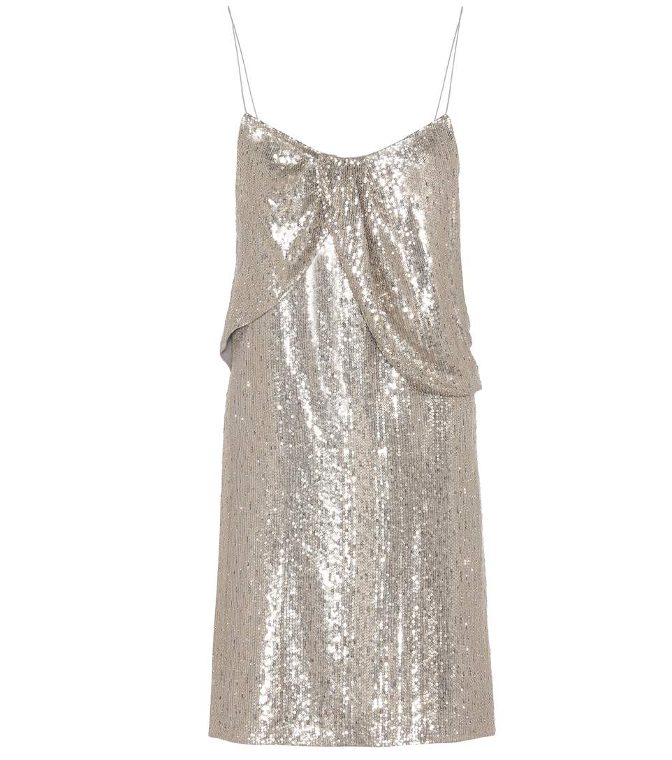 Saint Laurent Sequin-embellished Silk Dress In Ceedre | ModeSens
