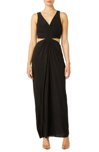 Misa Athema Cutout-waist Sleeveless Maxi Dress In Black