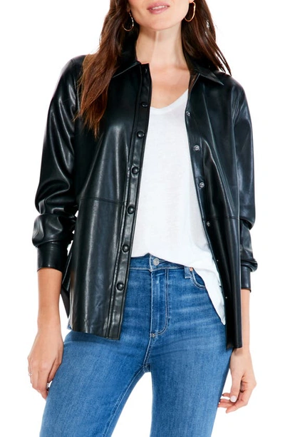 Nic + Zoe Snap-front Vegan Leather Shirt In Nocolor