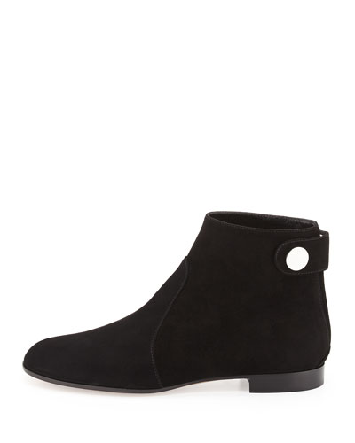 Gianvito Rossi Suede Side-button Ankle Boot In Black 